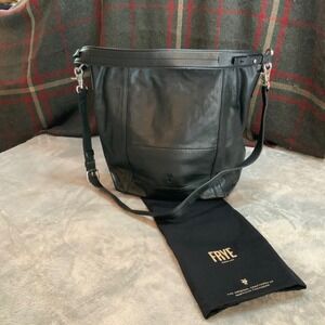 Frye Lena Zip Hobo Black Leather Crossbody Shoulder Bag Handbag 12x13.5in